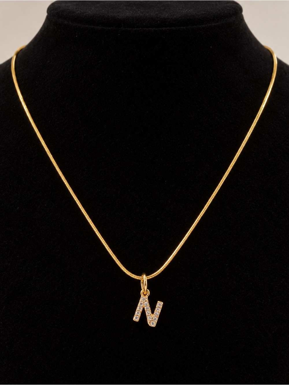 Premier Designe Gold Initial 'N' Pendant on 18” gold tone rope chain Necklace